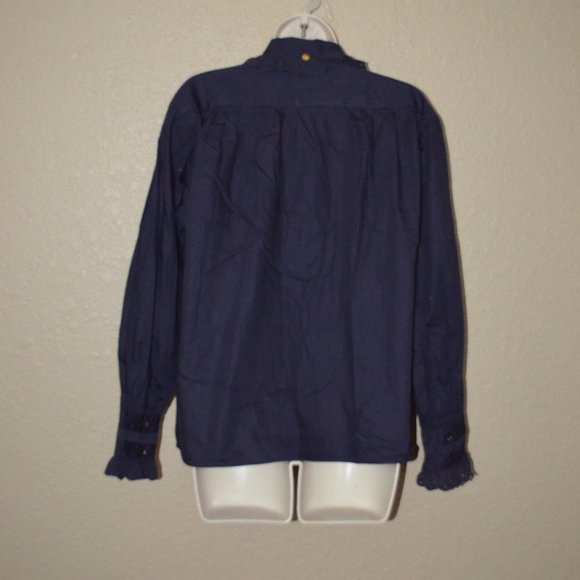 NWT $332 Antik Batik Navy Diane Big Long Sleeve Blouse - Picture 7 of 10